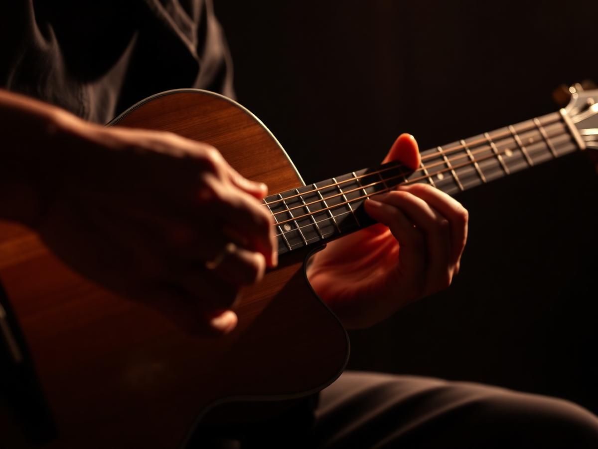 Leather guitar strap on an electric guitar