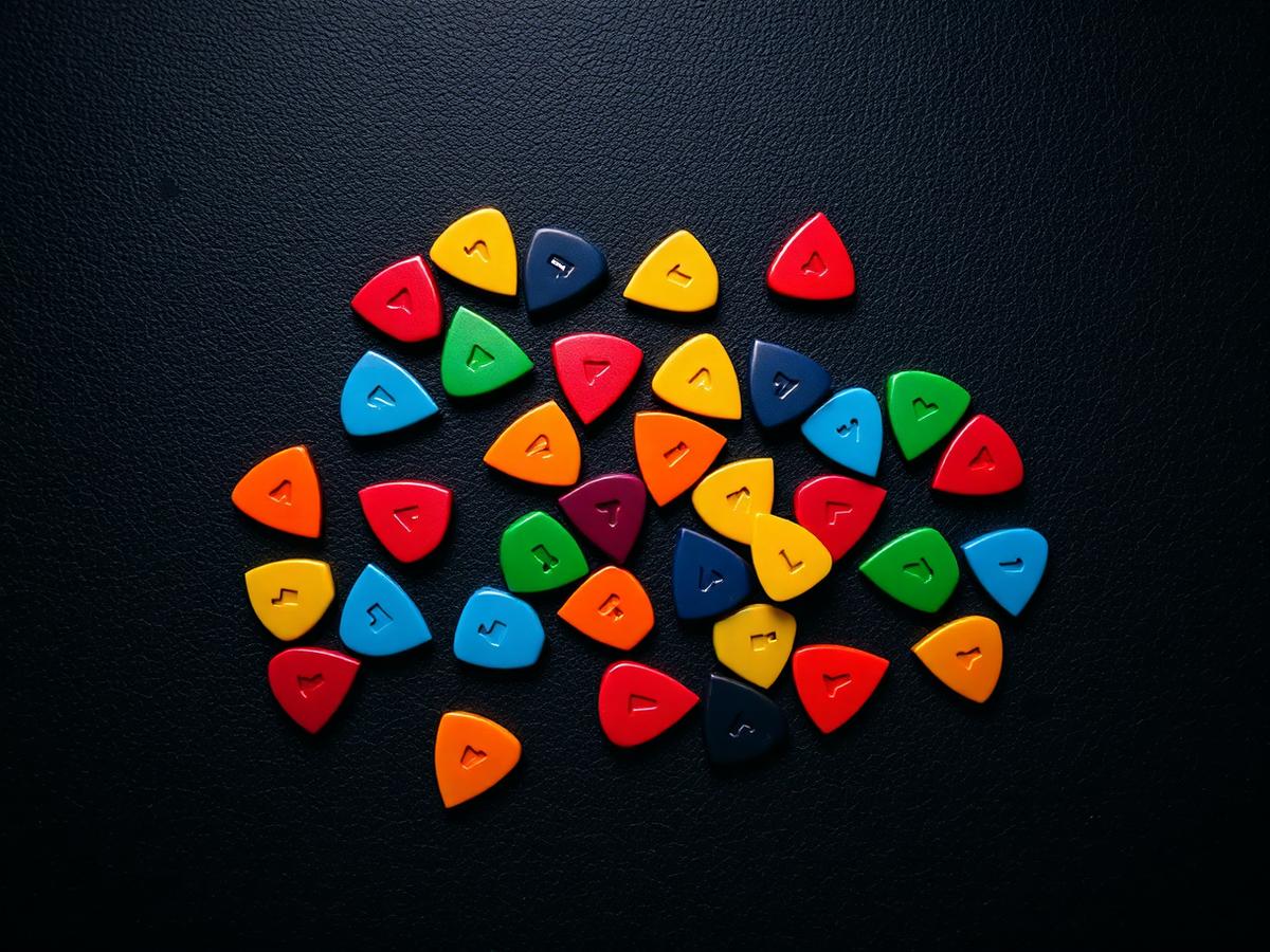 Colorful guitar picks for acoustic and electric